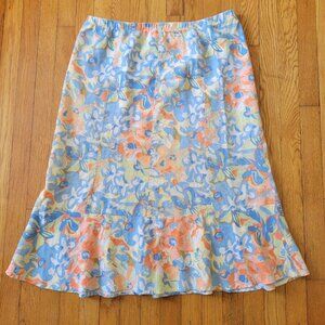 Weekend Choices Floral Linen Skirt XL Tropical Beach Cruise Modest Summer Church
